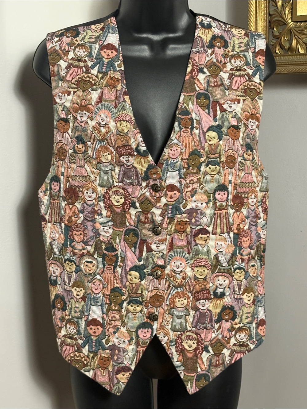 Billie Martin VINTAGE Small Multicultural Children of the World Tapestry Vest